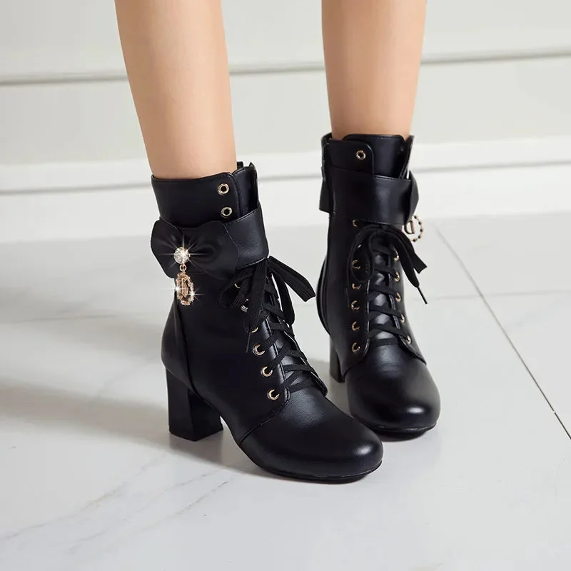 

Cresfimix Botas Femininas; Женские модные белые ботинки высокого качества с круглым носком размера плюс; Милые Удобные женские осенние ботинки; Размеры 34-43; A639