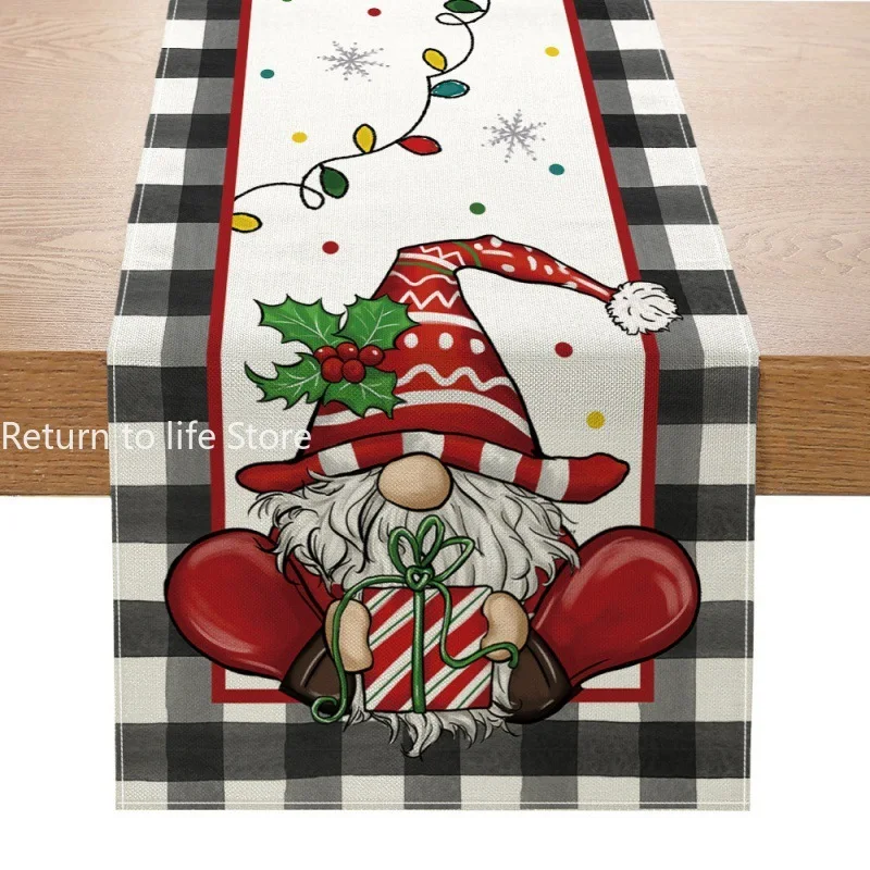 クリスマスのテーブルランナー、雪だるま、クリスマスツリー