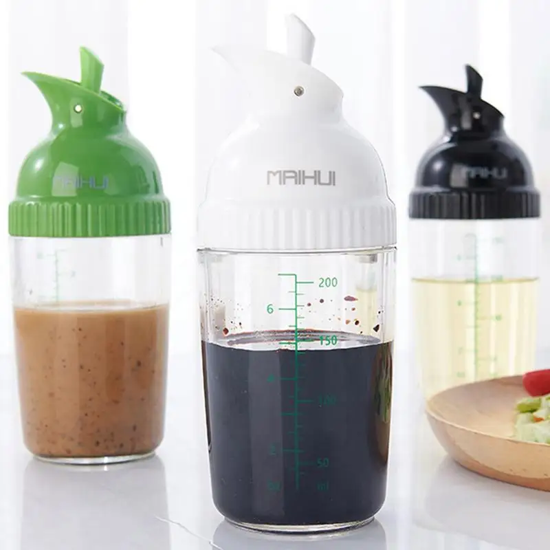 Salad dressing shaker Olive oil dispenser bottle Sauce container Kitchen sealed leakproof with scale