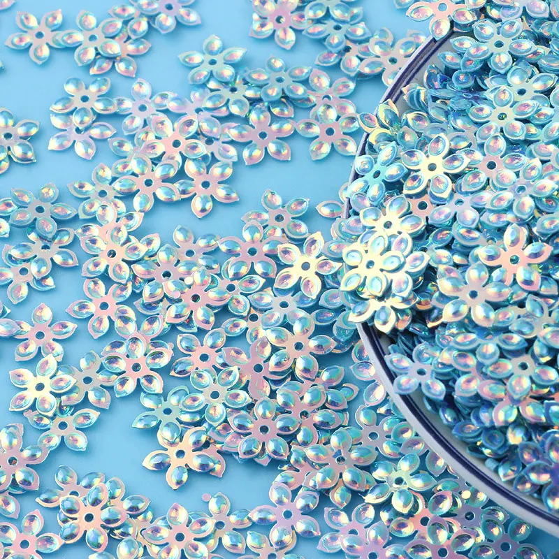 

Пайетки с цветами, 9 мм, пайетки из ПВХ с пятью листьями, пайетки с цветами для шитья, свадебные пайетки, украшения ручной работы, пайетки 10 г/20 г