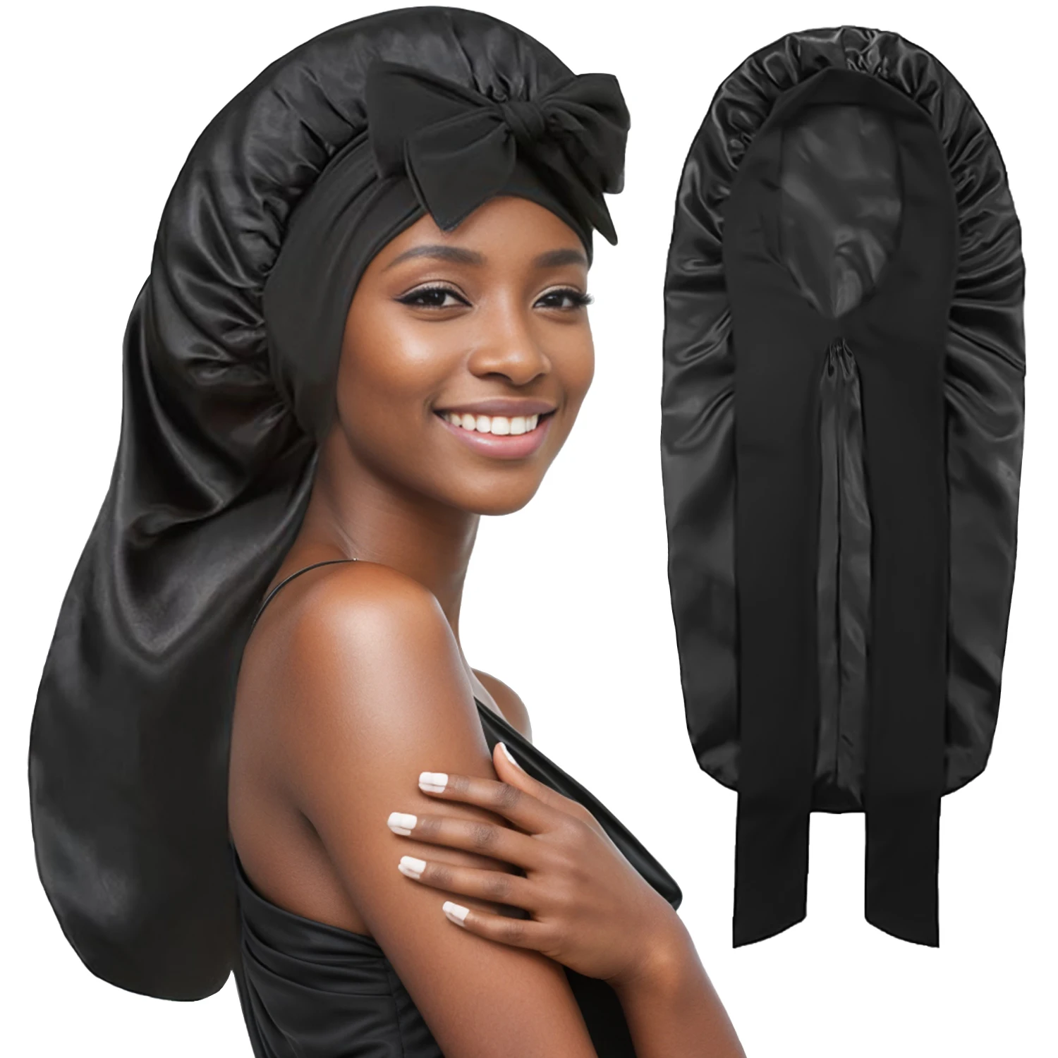 Women's Fashion Bonnet Long Edition Silk Smooth Ding Elastic Comfortable Personalized Casual Sleeping Hat