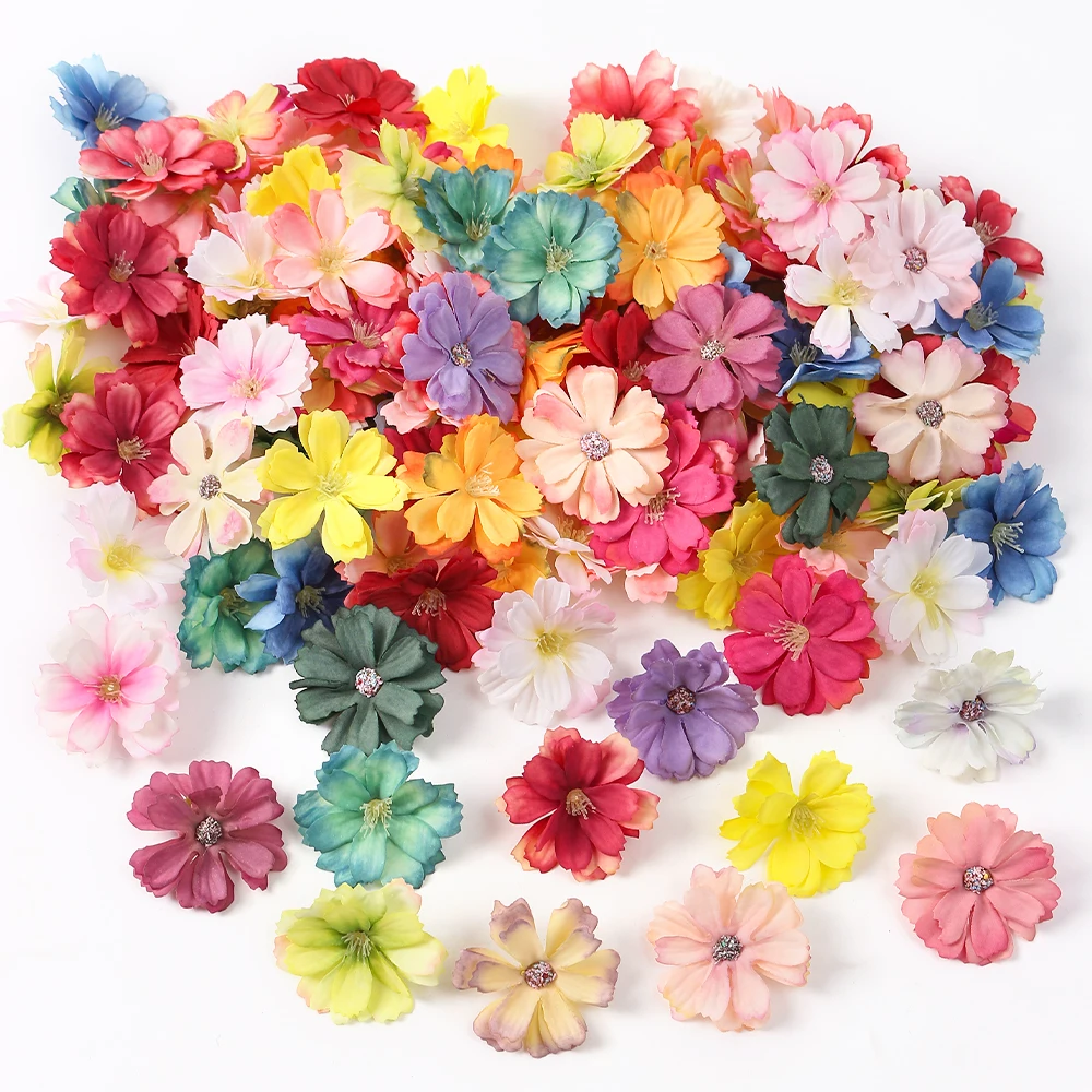 80pc künstliche Blumen Kopf Rose Pflaume gefälschte Blumen für Wohnkultur Hochzeit Hochzeit Dekoration DIY Braut Haar Kranz Zubehör – Detail 14