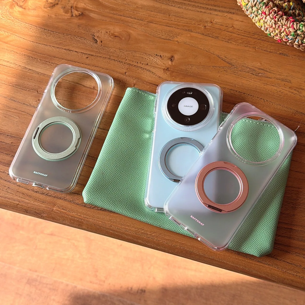 Enhanced Eco-Friendly Semi-Transparent Protective Phone Case with 360° Rotating Holder