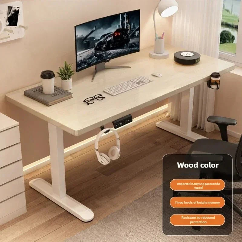 thumbnail image 1 of Mesa elevadora eléctrica de madera maciza, mesa de ordenador inteligente, escritorio de estudio en casa, escritorio de oficina, mesa de juegos, banco de trabajo para dormitorio, 1 of 4
