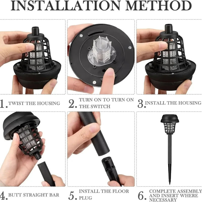 Solar Mosquito Killer With 2 Light Mode Outdoor Waterproof Led Light Bug Zapper Mosquito Trap Lamps For Garden Lawn Camping
