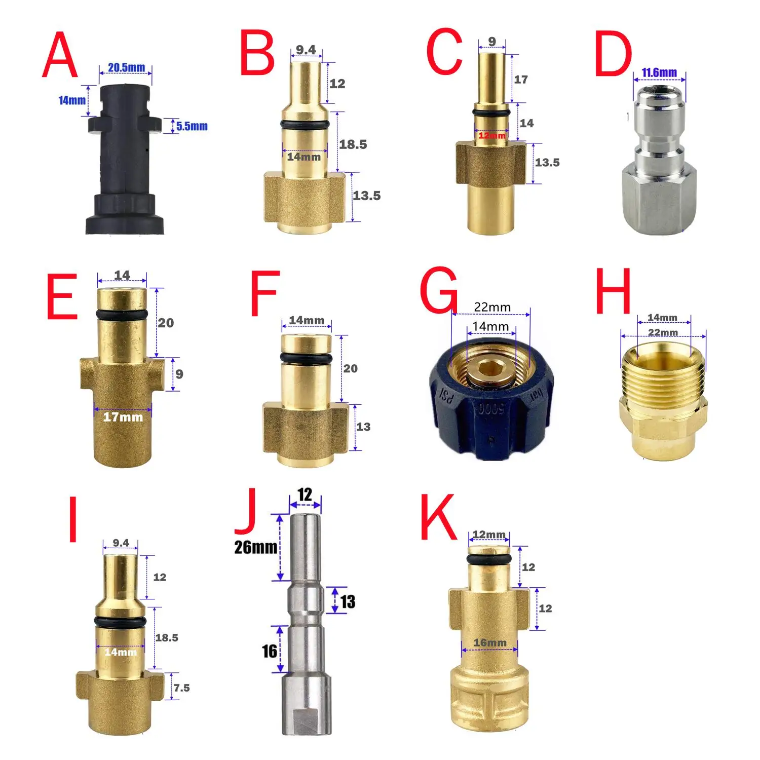 Angle Adjustable Car Wash Gun Jet Lance With Different Male Thread Adaptor For Brands Of High Pressure Washer Washing Machine - Image 2