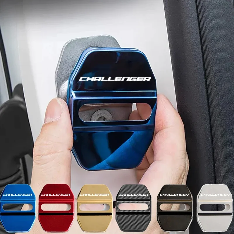 

Стайлинг автомобиля из нержавеющей стали, чехол для дверного замка с логотипом Dodge Challenger, защитная Пряжка, наклейки от ржавчины