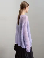 AMII بساطتها محبوك سترة للنساء 2025 Auyumn جديد الحلو أنيق الصلبة س الرقبة البلوز قطرة الأكمام محبوك القمم 12551046 3