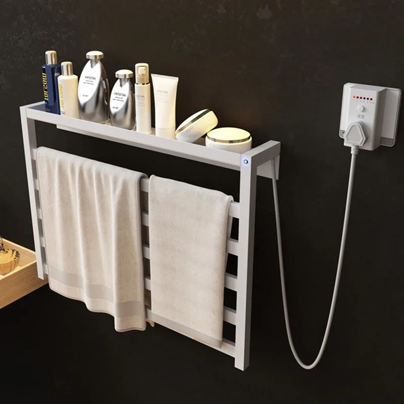 Black Thermostatic Electric Towel Rack Bathroom Automatic Heating Sterilization Timerable