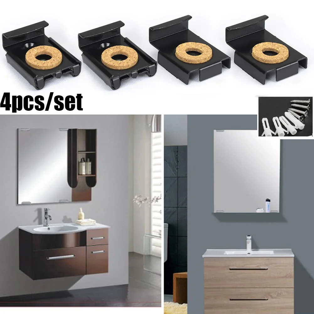 4pcs Square Glass Clamp Zinc Alloy Frameless Bathroom Mirror Glass Wall Mounting Fixing Kit Hardware With Screws Mirror Holder mirror fixing kit glass shelf clamp holder glass fasteners