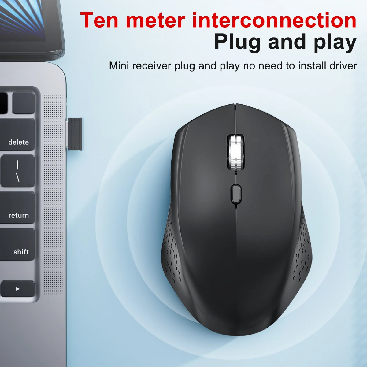 Ergonomic Wireless Mouse with Adjustable DPI and USB Receiver - Multi-Color Options