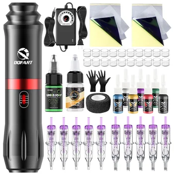 Kit per tatuaggi wireless, macchina per tatuaggi da 1000 giri/min con ago per tatuaggi, inchiostro per tatuaggi, set per trucco permanente, accessori e forniture per tatuaggi