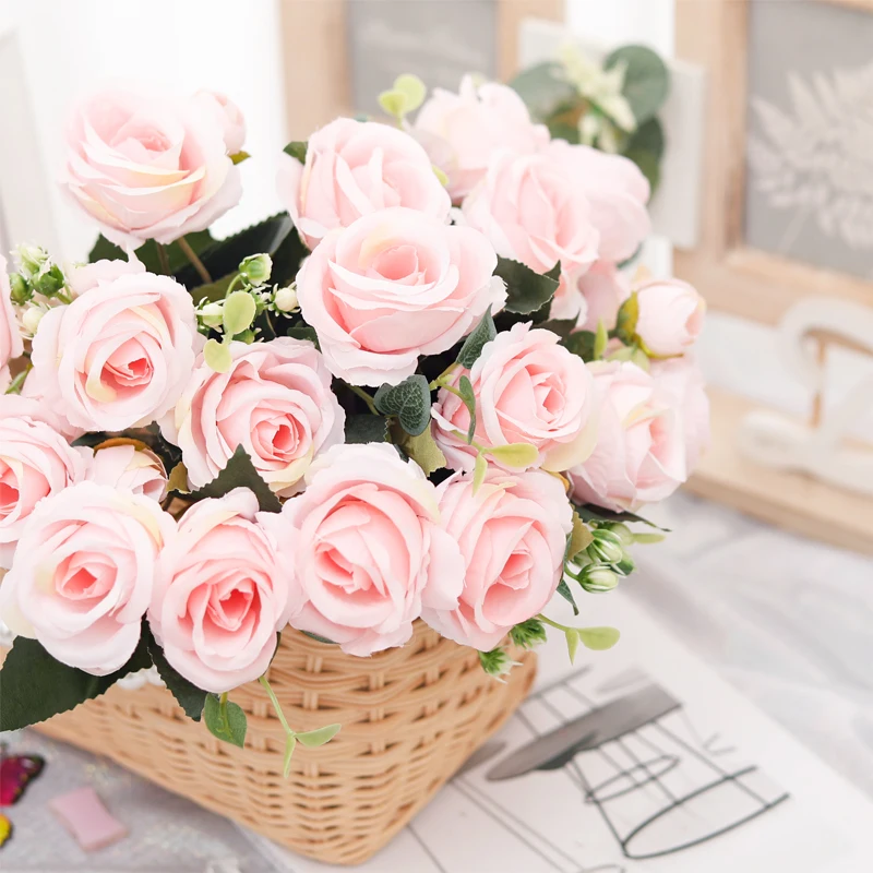 Bouquet Di Rose In Seta Realistico Per Decorazione Matrimonio 10 Teste - Foto 14