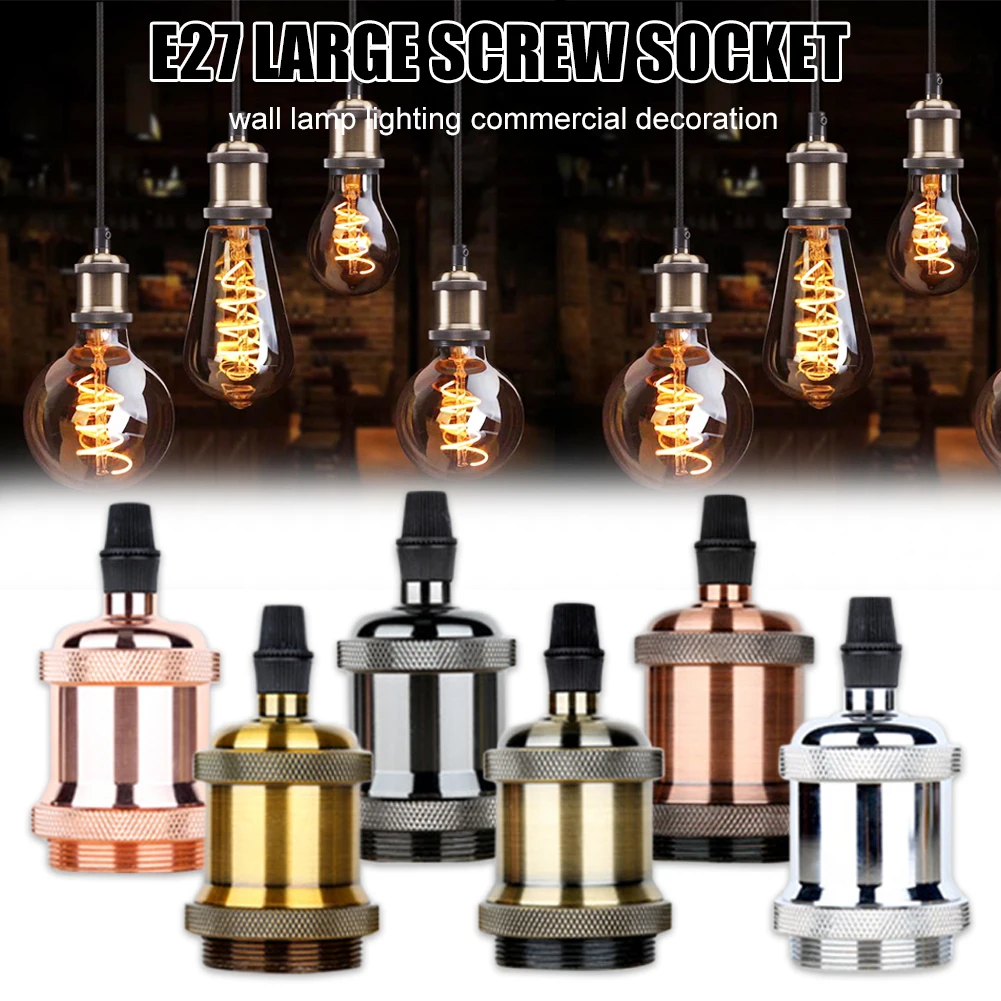 E27 Lamp Socket Vintage Heat Resistant Pendant Light Socket Industrial Lamp Holder Fixture for Living Room Kitchen Home Decor