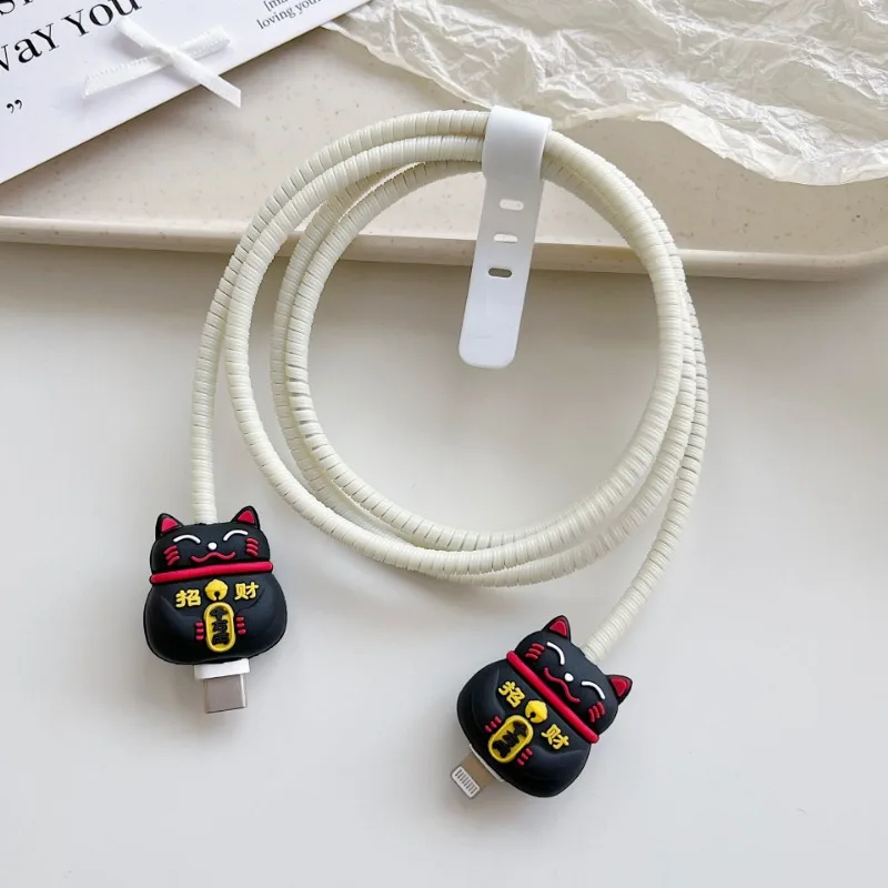 Cartoon Data Cable Protective Case Suitable for Apple Huawei Charging Cable Universal Drop Resistance Protector Organizer