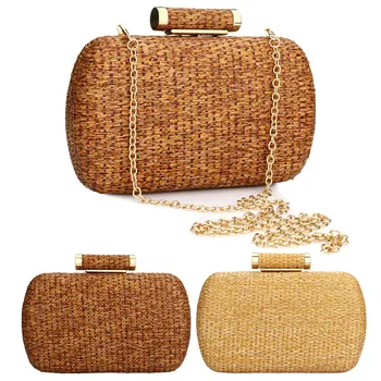 Small Crossbody Boho Bags Weave Straw Evening Clutch Bags Hasp Handbag Party Wedding Summer Beach Women Evening Clutch Bags