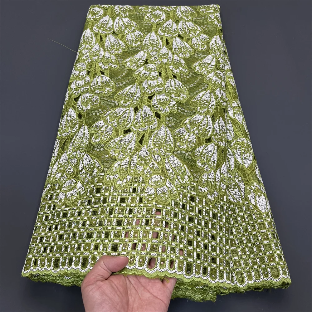 2025 High Quality African Nigerian Lace Fabric Embroidery Tulle Guipure Sequins For Wedding/Bridal Gowns Dress Net Cloth 5 yards 5