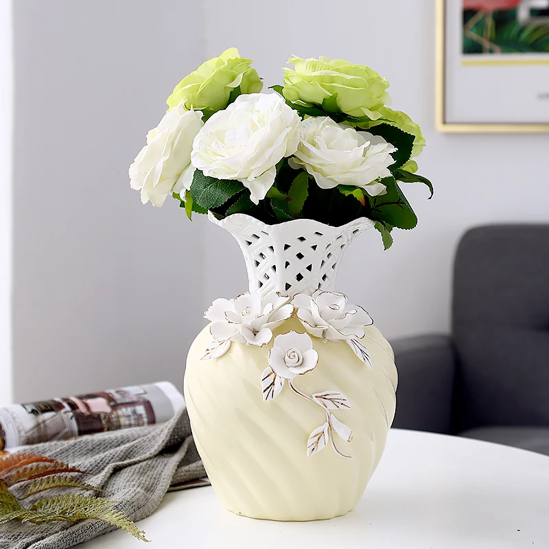 

White Hydroponies Decorative Vases Modern Succulent Plant Flower Vase Large Floor Pot De Fleur Luxury Living Pots For Plants