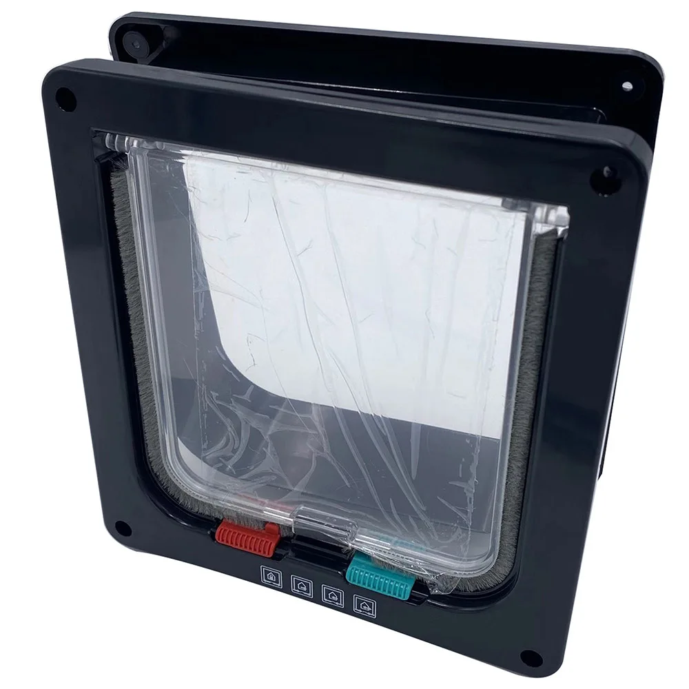 Cat Flap Door 4 Way Security Lock Dog Flap Door ABS Plastic Small Pet Gate Kit Doors cat door pet door