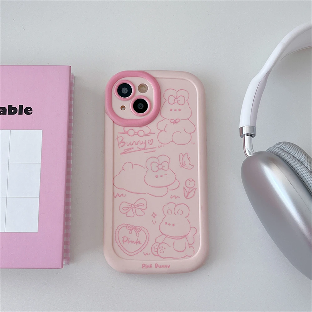 Adorable Pink Rabbit Shockproof Phone Case - Soft, Lovely Cartoon Protective Cover