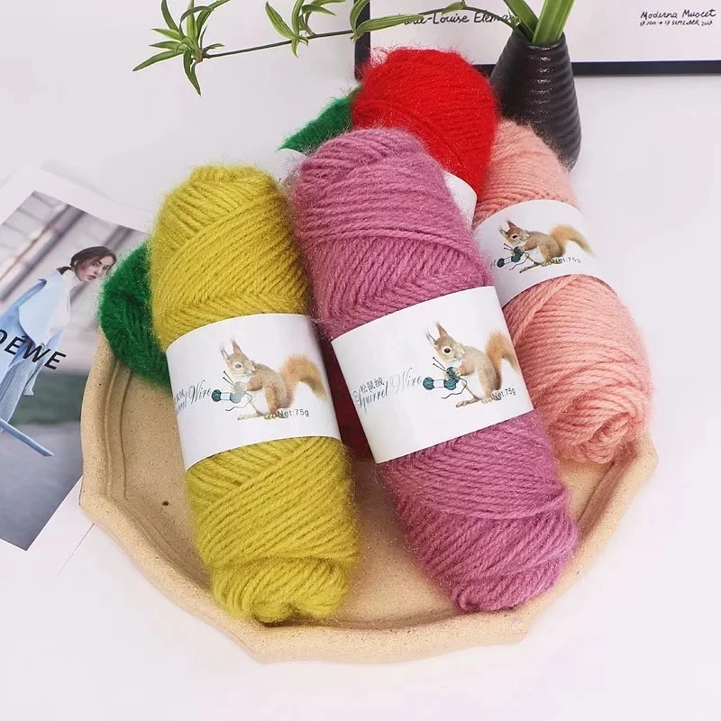 75g Squirrel Velvet Knitting Yarn for Hand Knitting Delicate Crocheting Hair Soft Hat Fashionable Sweater Coat Puffy Warm Knit 6