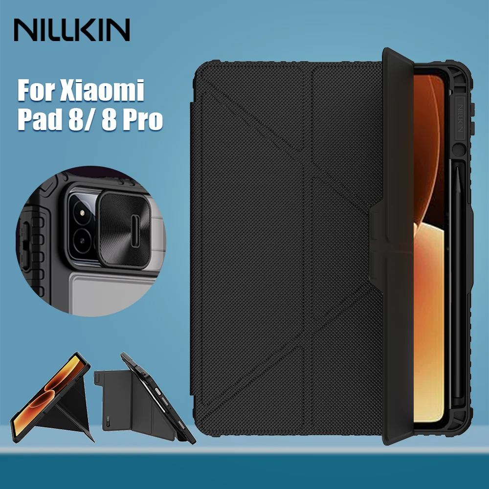 Multi-Angle Folding Magnetic Tablet Case with Pencil Holder and Camera Protection
