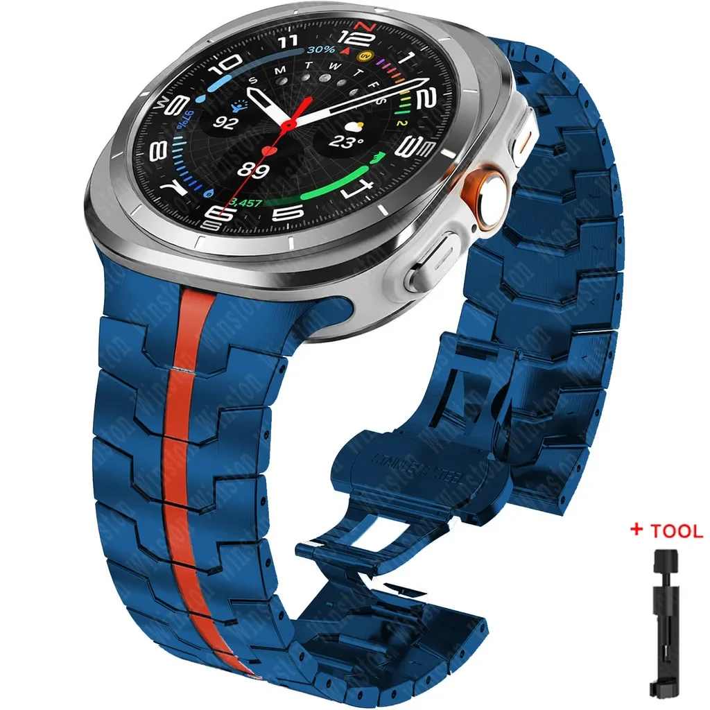 Heavy-Duty Armor Metal Watch Strap, Adjustable Stainless Steel Bracelet