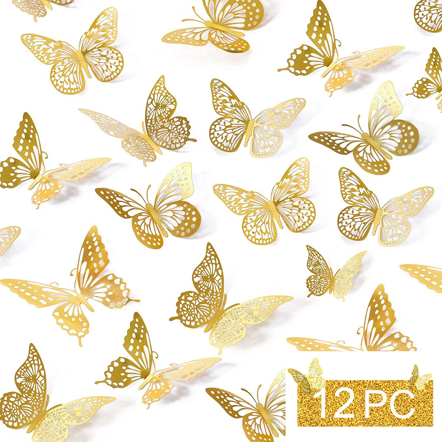 

12Pcs 3D Hollow Butterfly Creative Wall Sticker Beautify Butterflies Decals DIY wall Stickers Fashion Modern Party Wedding Decor