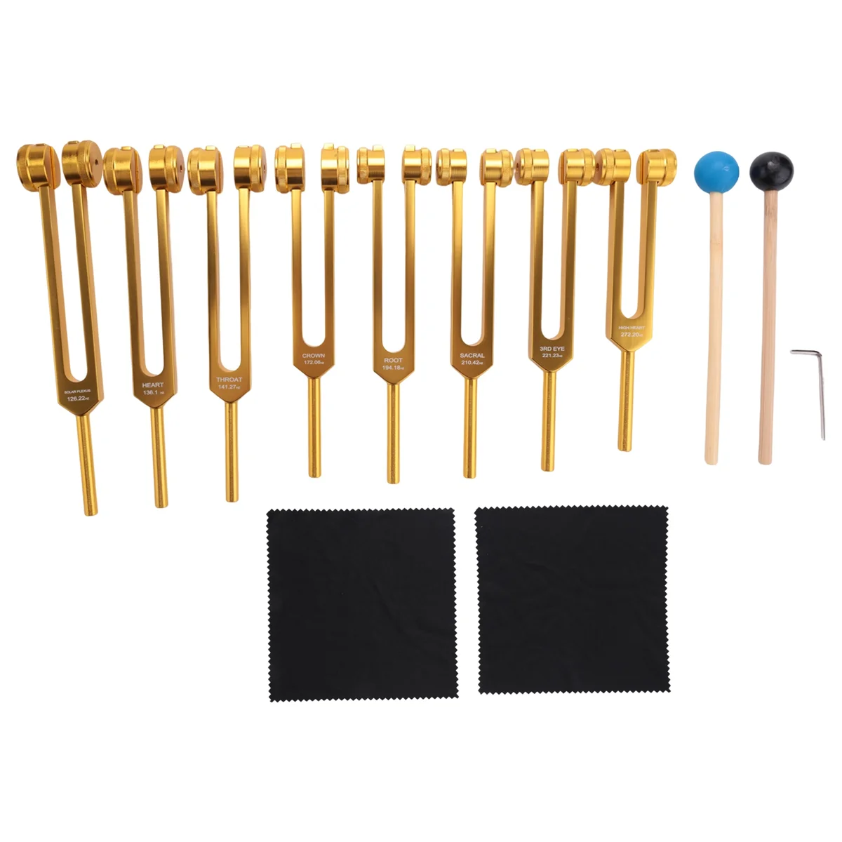 

Tuning Fork, 7 Chakras+1 Soul Purpose Weighted Tuning Forks,Aluminum Alloy Instrument 126.22-141.27 Hz Etc.Golden