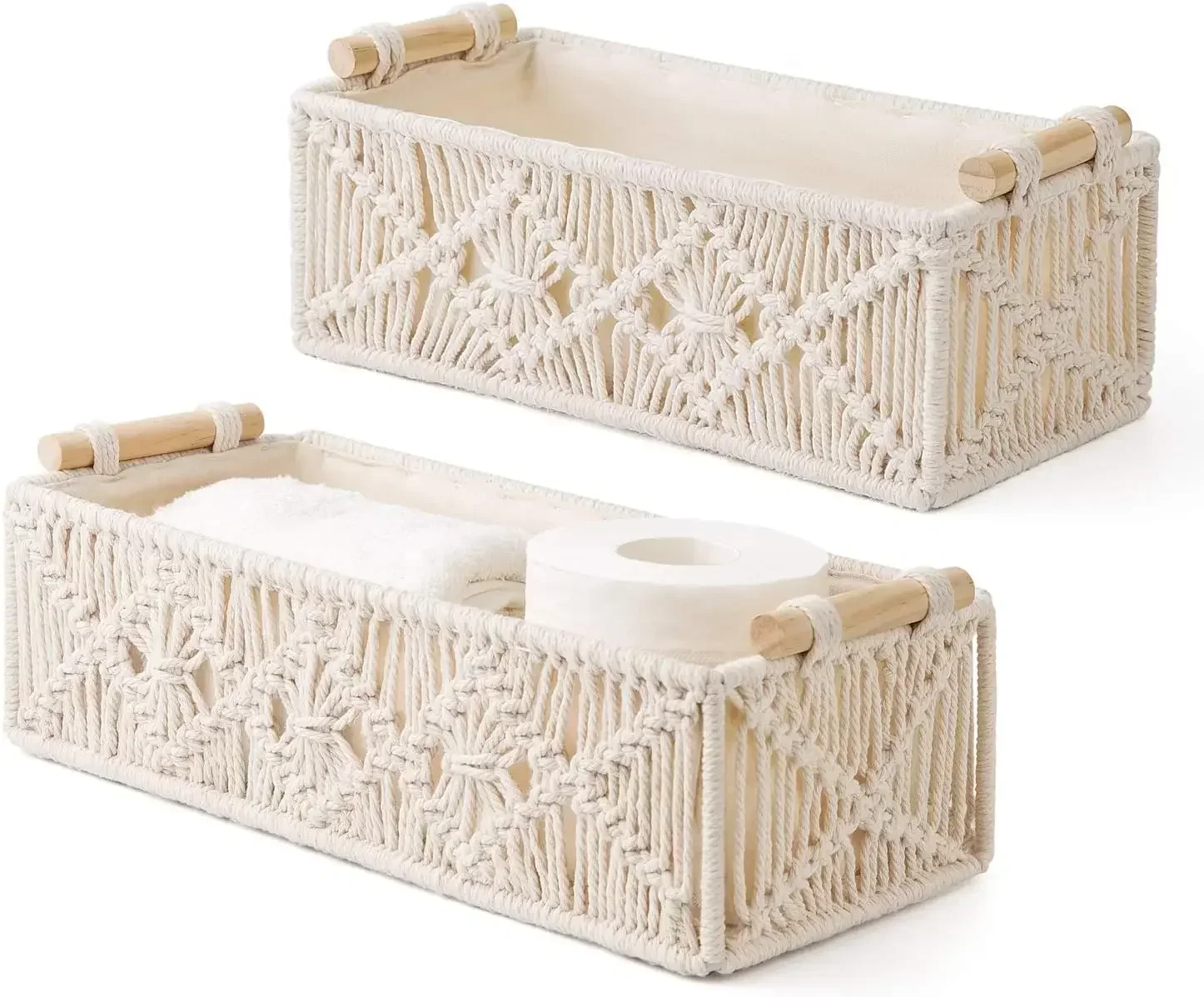 

Baskets for Box Tank Boho Organizer Macrame Toilet Bedroom Countertop Shelf Woven Cabinet Handmade Decorative Storage Decor