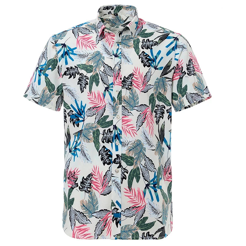 thumbnail image 1 of Camisas con gráficos de hojas y flores para hombre, ropa con estampado 3D, camisas hawaianas de playa, blusas Y2K de manga corta, ropa vintage, blusa con solapa, 1 of 5