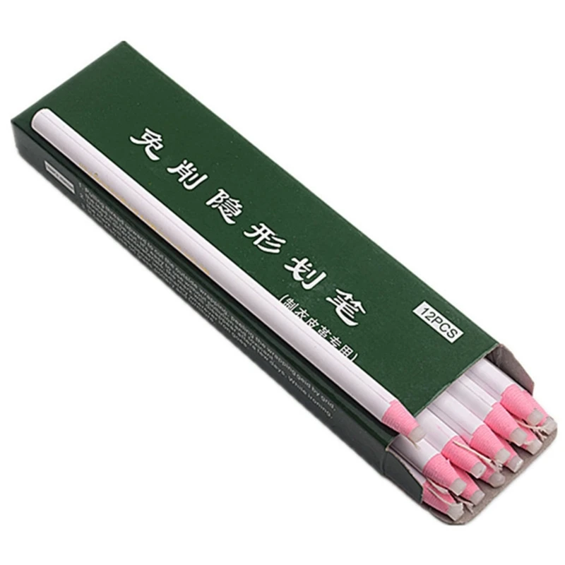 12Pcs Sewing Pencil No Sharpening White Fabric Pencil Fabric Marking Pencils Tailor Pencils for Leather Marking Tool