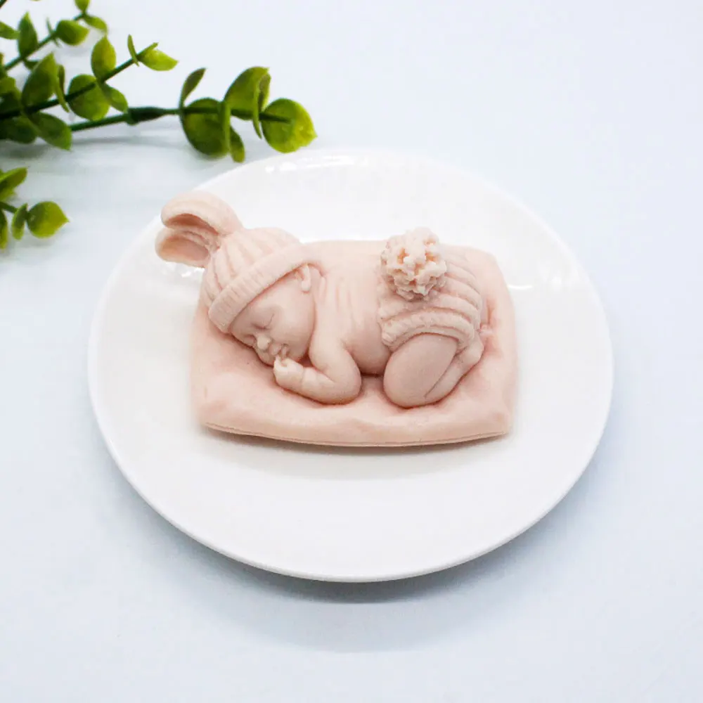 Silicone candle mold for 3D sleeping baby candle chocolate candy fondant handmade soap