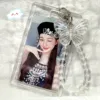 1Style 1Pcs/pack Crystal Butterfly Keychain Slipcover Transparent Acrylic Card Holder Double Side Small Card Bus Card ID Card 1