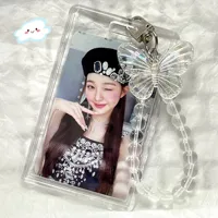 1Style 1Pcs/pack Crystal Butterfly Keychain Slipcover Transparent Acrylic Card Holder Double Side Small Card Bus Card ID Card 1