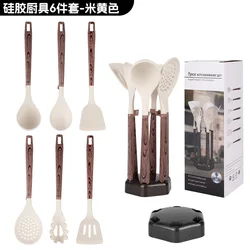 Silicone Cooking Utensils Set - Black, Heat Resistant Kitchen Tools (7 - Piece Set) (White)