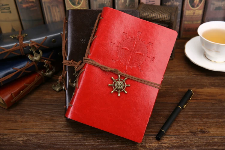 Retro Spiral-Notizbuch, Tagebuch, Notizblock, Vintage-Stil, Piratenanker, PU-Leder, Notizbuch, austauschbares Schreibwaren-Geschenk, Reisetagebuch – Detail 7