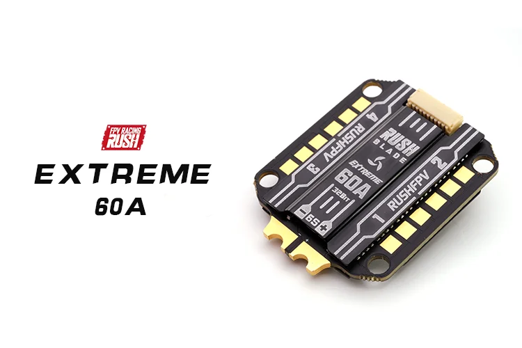 

RUSHFPV пик лезвие супер 60A 96K / Extreme 60A 128K 3-6S BLHELI32 4 в 1 бесщеточный ESC для радиоуправляемых FPV Фристайл дронов DIY части