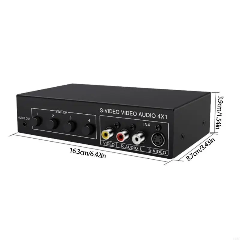 4x1 S-비디오 및 사운드 비디오 3.5mm 사운드 출력을 갖춘 4 in 1 출력 비디오 720P 스위처
