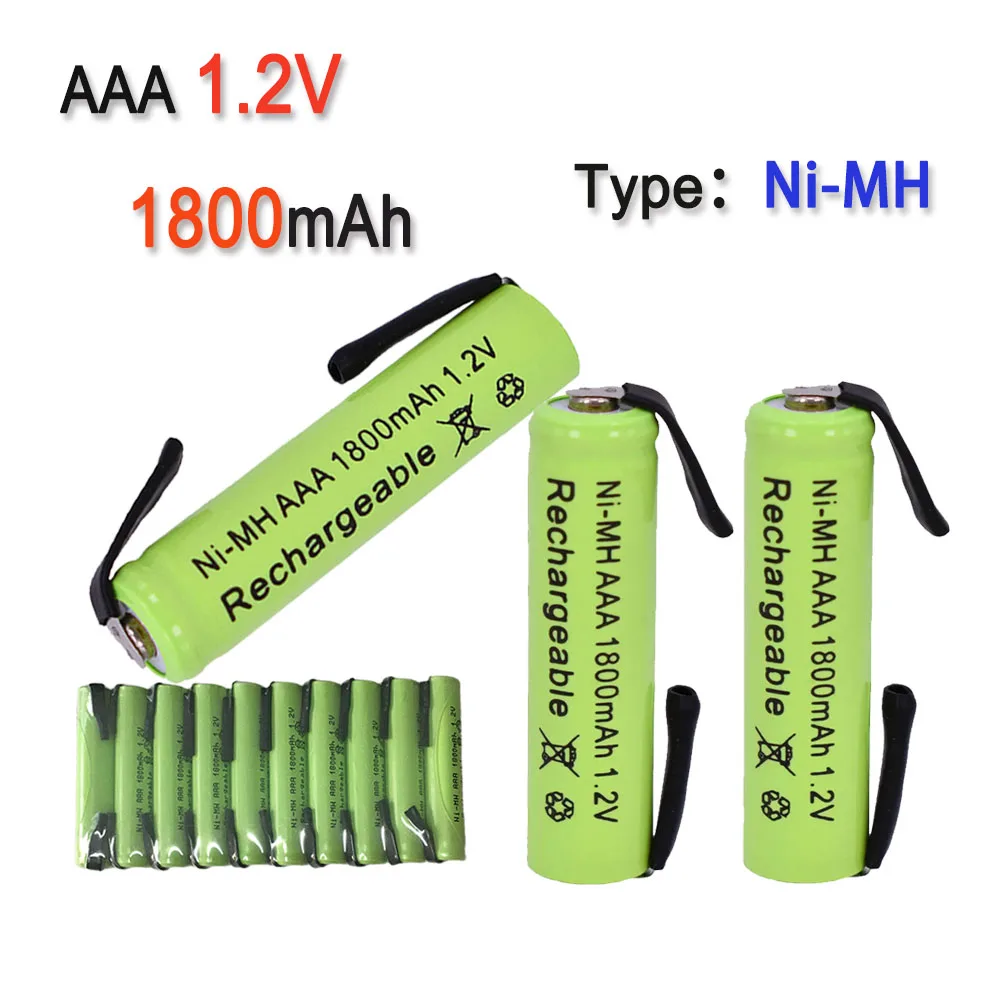 

AAA 1.2V 1800mAh Ni-MH with Solder Tabs rechargeable battery cell, for Electric Shaver, Razor, Toothbrush etc