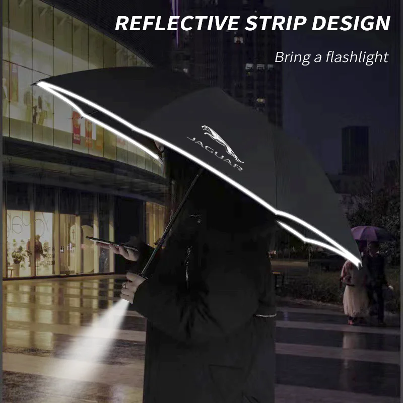 For Jaguar E-PACE F-PACE F-TYPE I-PACE XE XF XK XJR XJ XEL XFL XKR Car Led Light Automatic Folding Windproof Sunshade Umbrella