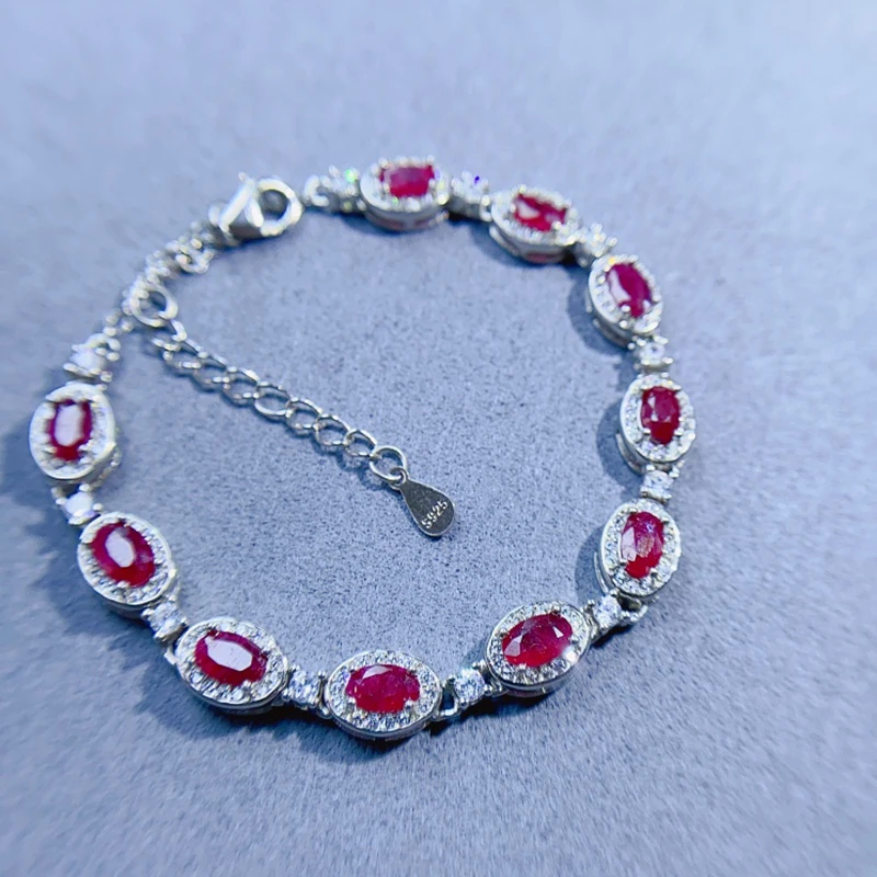 

Natural Ruby Bracelet for women silver 925 jewelry luxury gem stones 18k gold plated free shiping items
