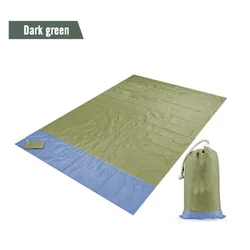 Extra Large Waterproof Outdoor Beach and Camping Mat - Folding Sand-Free Portable Picnic Blanket - 200cm x 210cm (Dark green gray)