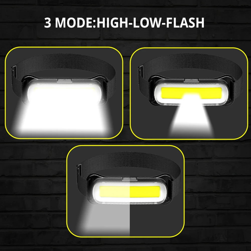USB Rechargeable LED Headlamp 3 Modes Headlight Waterproof Head Light Adjustable Headband for Running Camping Emergency Outdoors