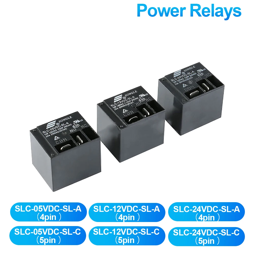 2Pcs Power Relay, SLI 12VDC SL A, Coil Voltage DC 12V, 30A