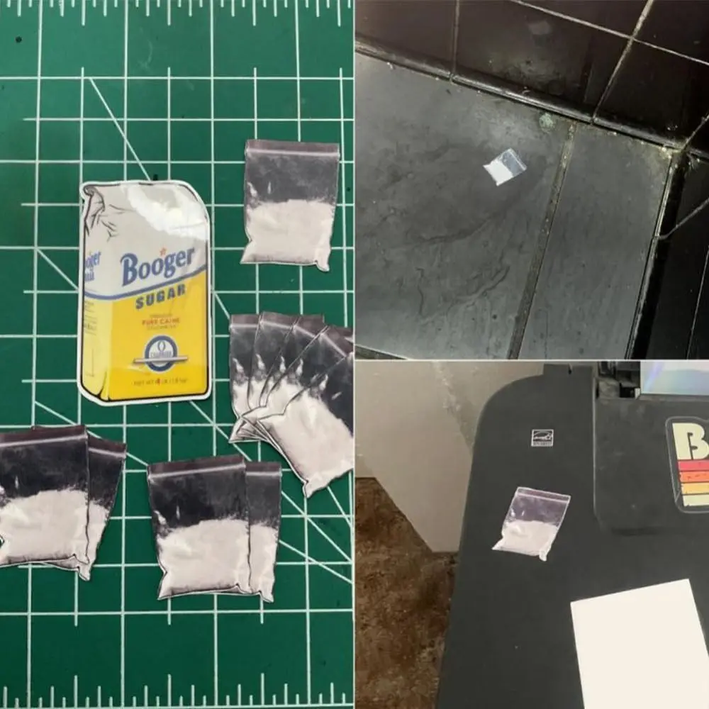 DIY prank stickers creative paper funny coke bag stickers scratch resistant little blow baggie joke adults