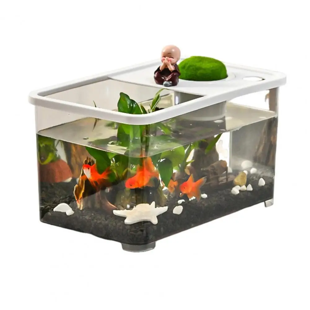 Plastic Fish Tank Household Aquarium Turtle Tank Kit For Crabs Fishes Amphibians Reptiles Small Fish With Hanging Basket