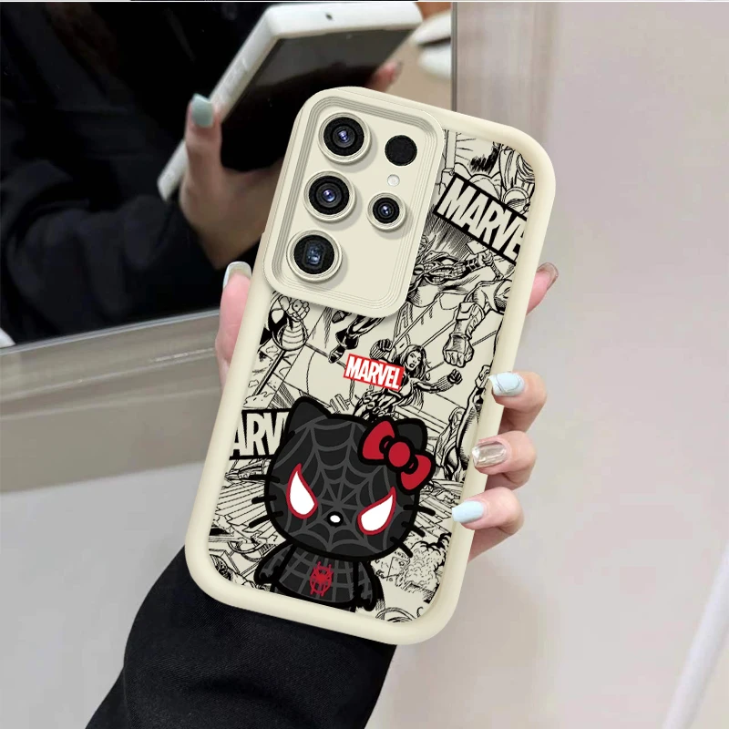thumbnail image 1 of Marvel Spider Man Cat Funda de silicona líquida para teléfono Samsung Galaxy S24 Ultra S23 S22 S21 Plus FE A54 A34 A14 A73 A53 A33, 1 of 5