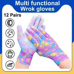 Durable and Comfortable Gardening Work Gloves - 12 Pairs, Wear - Resistant & Breathable - M (PU533)