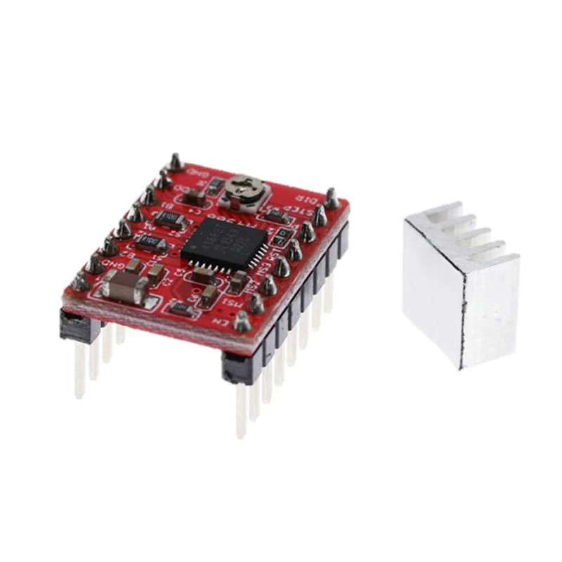 Stepper Motor Driver 5PCS A4988 Step Stick Stepper Driver + Heat sink For Reprap 3D Printer Parts Red Stepper Motor Driver With Heatsink Accessorie